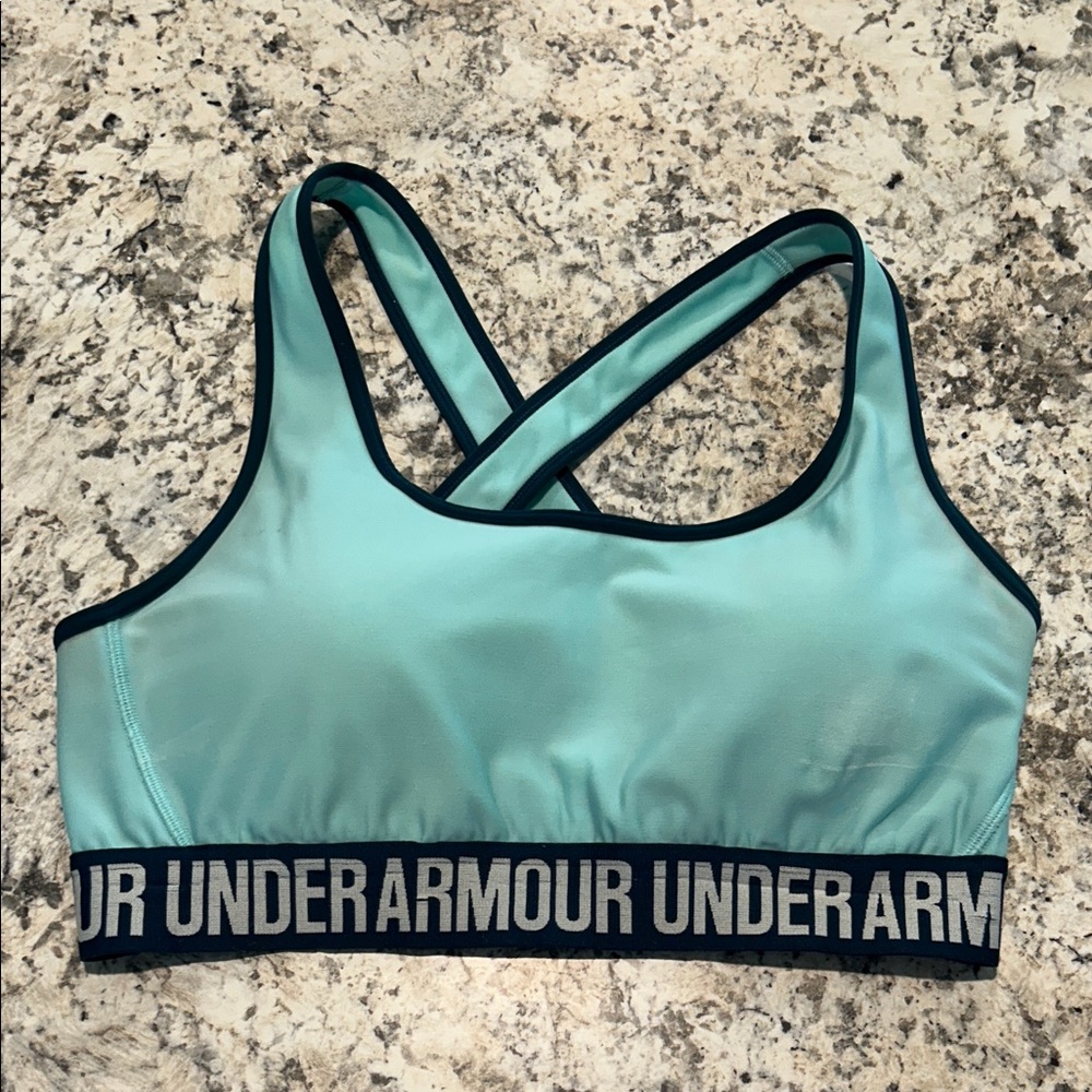 Under Armour Teal Sports Bra with Navy Trim